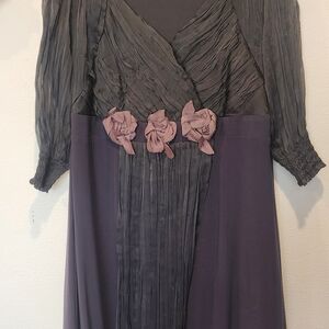 La Mouette Charcoal and Plum Long Sleeve Dress